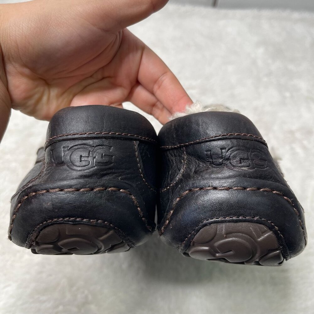 UGG #5379 Men's Black Ascot Leather Slipper Moccasins Shoes Size 12 - Picture 9 of 12